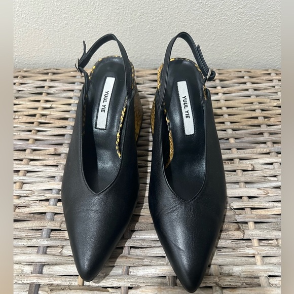 Yuul Yie size 36, size 6 Black and Yellow Slingback Heels, unique, stylish, EUC - Picture 3 of 7